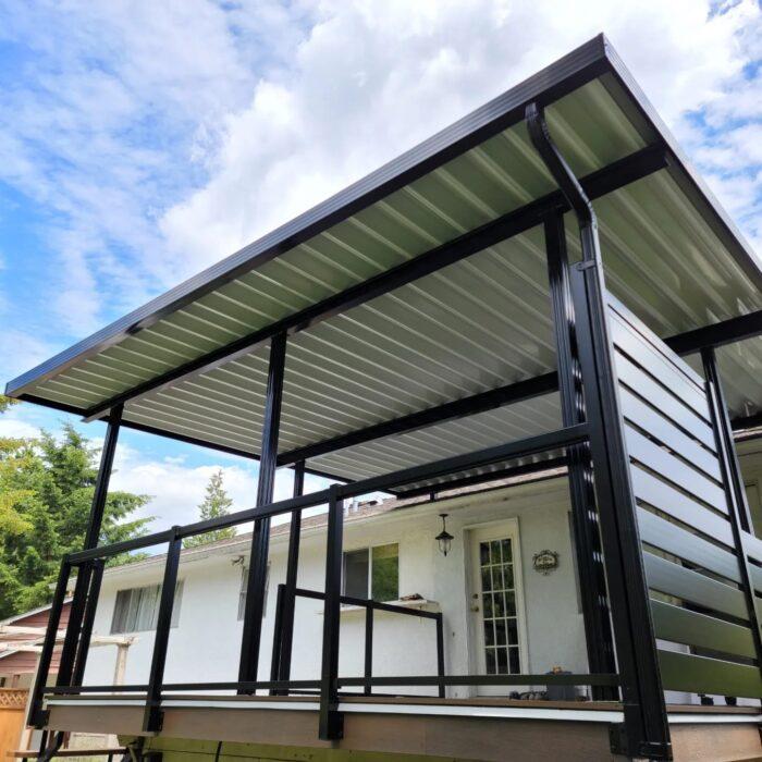 Aluminum patio cover with black frame