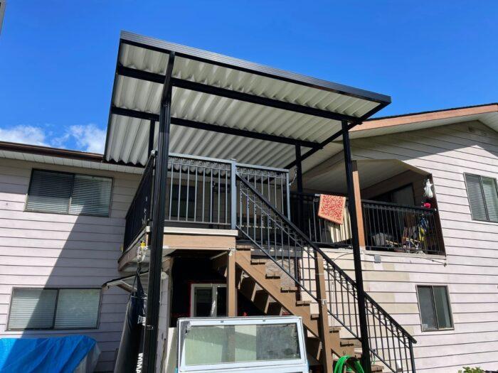 Aluminum patio cover with black frame