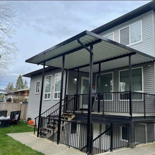 Aluminum patio cover with black frame