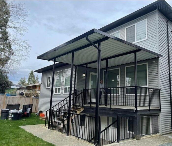 Aluminum patio cover with black frame