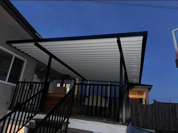 Aluminum patio cover with black frame