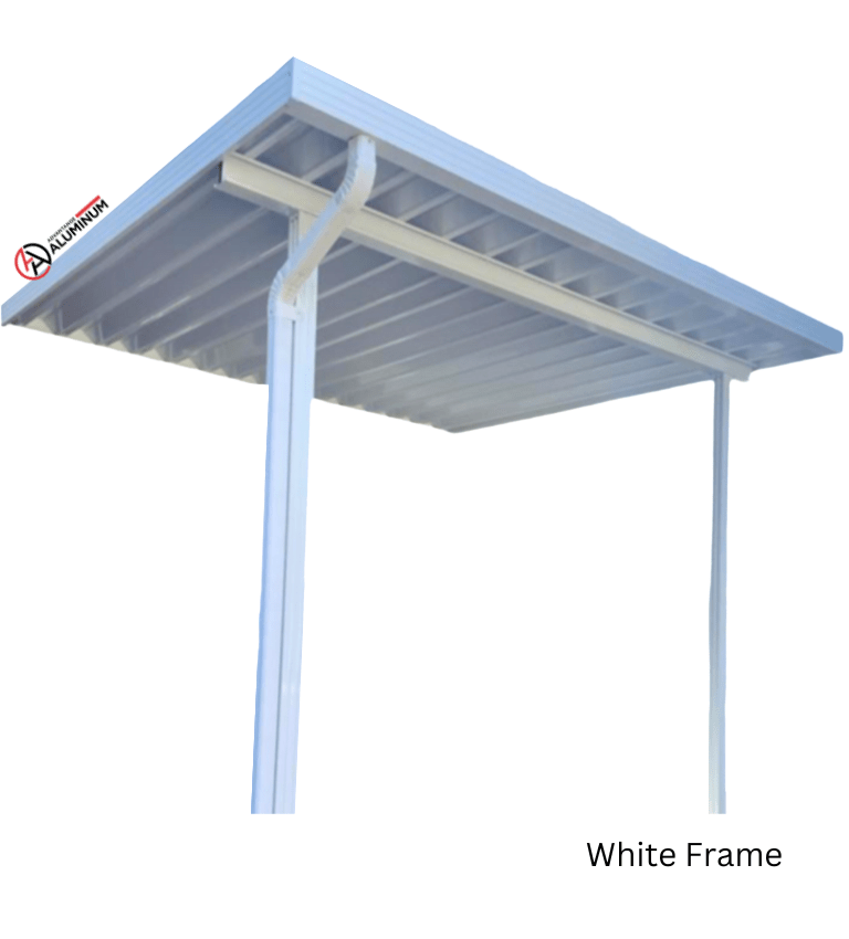 Aluminum patio cover with white frame