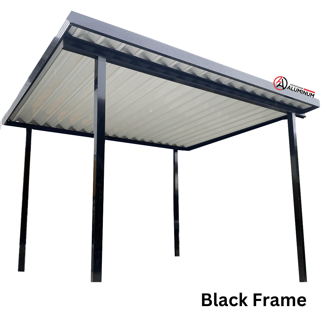 Aluminum patio cover with black frame