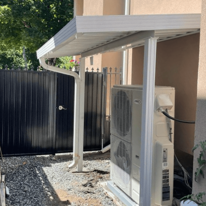 Aluminum patio cover with white frame