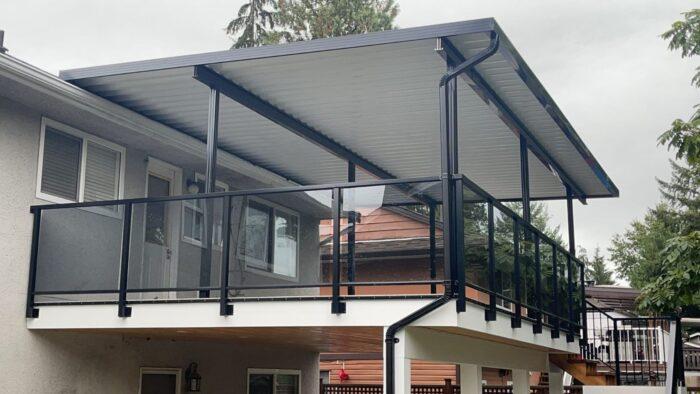 Aluminum patio cover with black frame