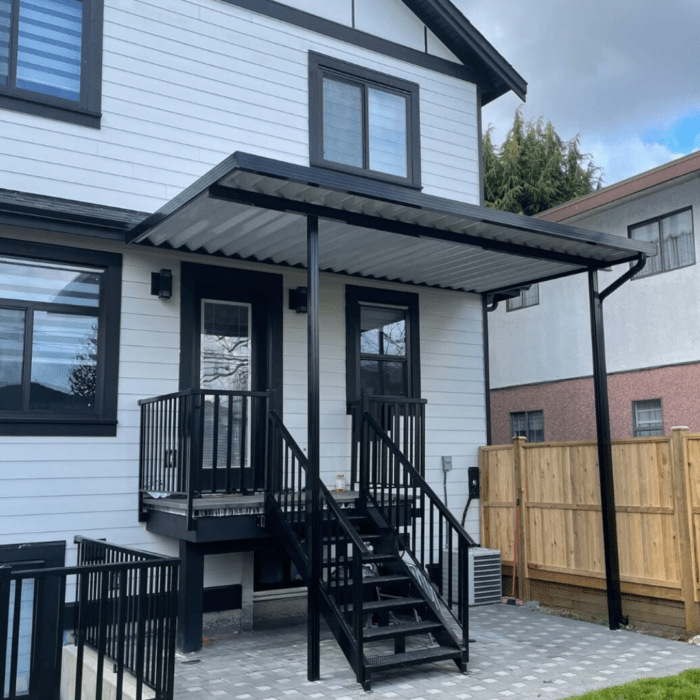 Aluminum patio cover with black frame