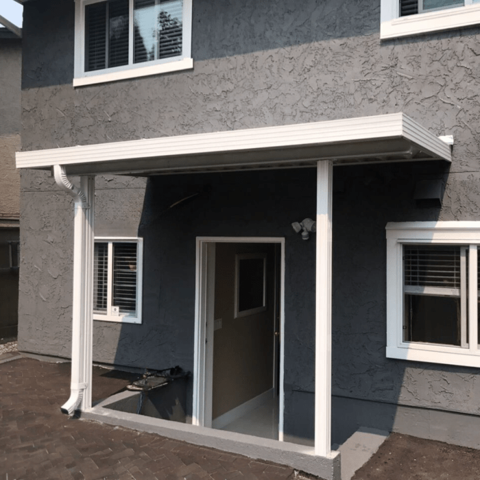 Aluminum patio cover with white frame