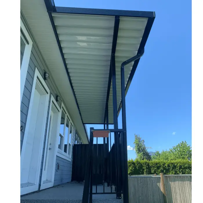 Aluminum patio cover with black frame