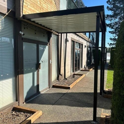 Aluminum patio cover with black frame