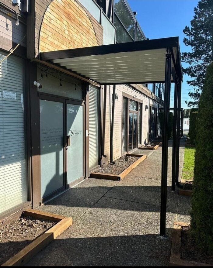 Aluminum patio cover with black frame