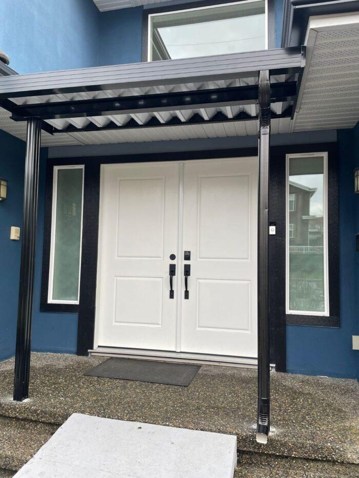 Aluminum patio cover with black frame