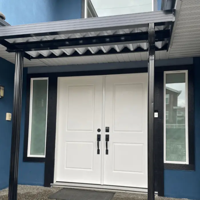 Aluminum patio cover with black frame