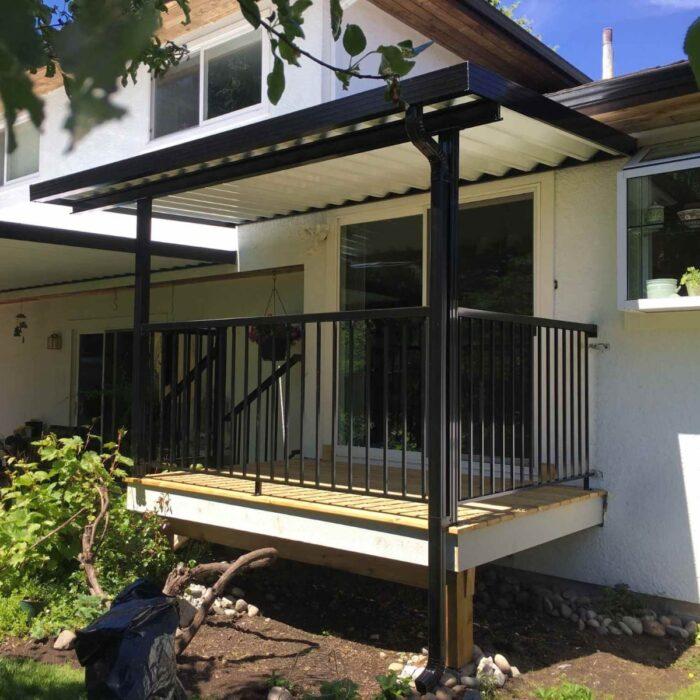 Aluminum patio cover with black frame