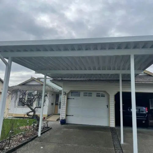 Aluminum patio cover with white frame