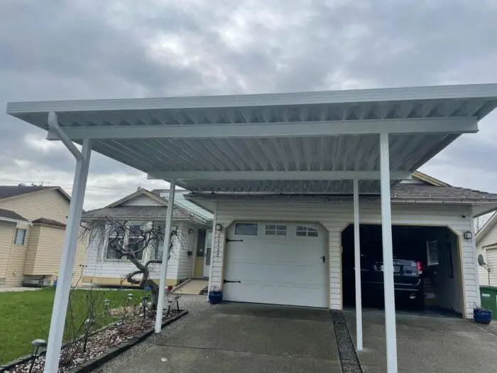 Aluminum patio cover with white frame