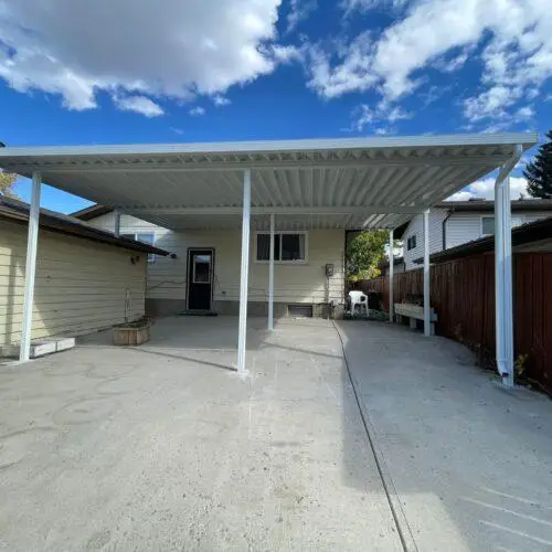 Aluminum patio cover with white frame