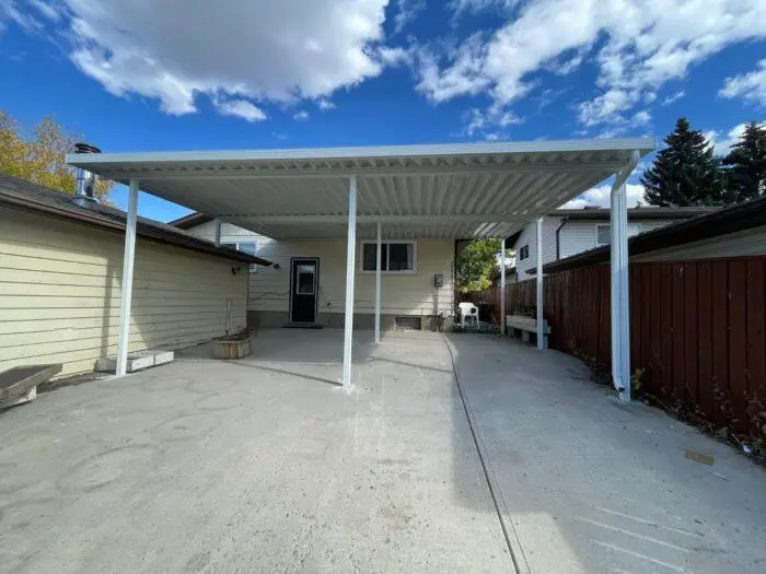 Aluminum patio cover with white frame