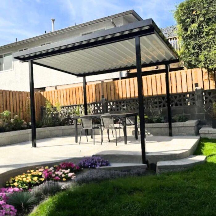 Free standing aluminum patio cover with black frame