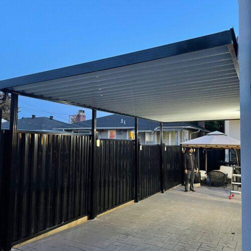 Aluminum patio cover with black frame