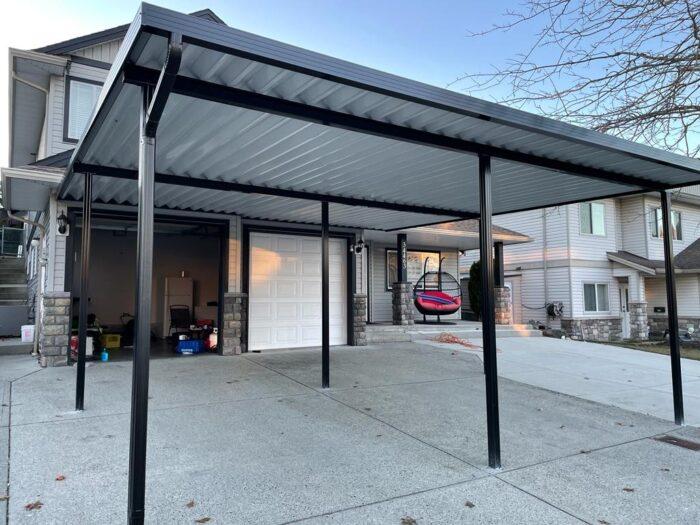 Aluminum patio cover with black frame