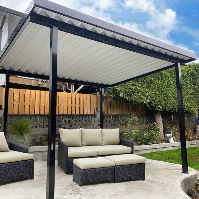 Free standing aluminum patio cover with black frame