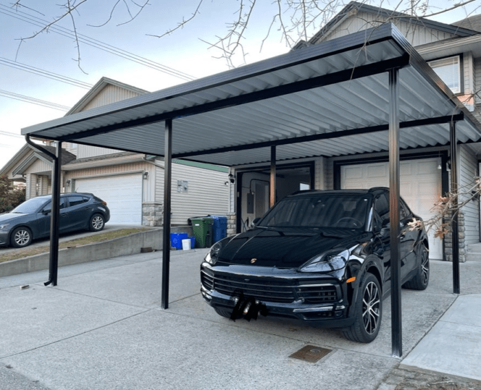 Aluminum patio cover with black frame