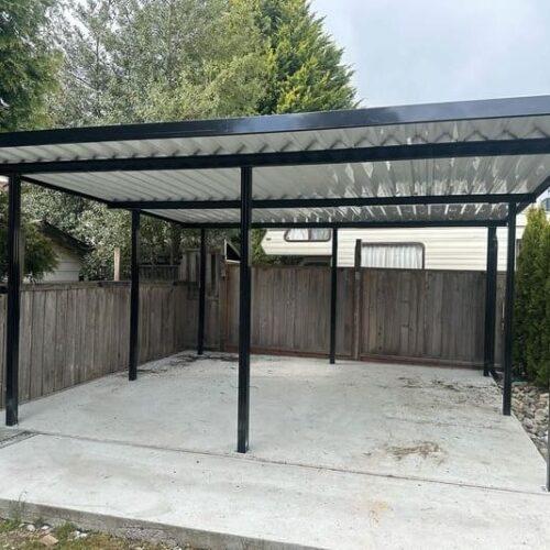 Free standing aluminum patio cover with black frame