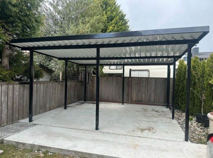 Free standing aluminum patio cover with black frame