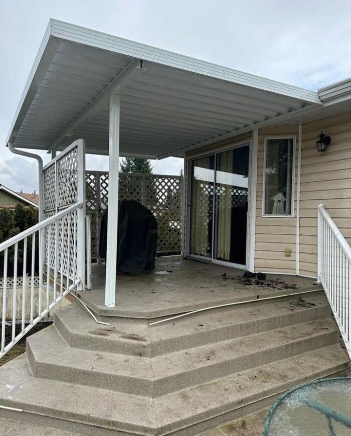 Aluminum patio cover with white frame