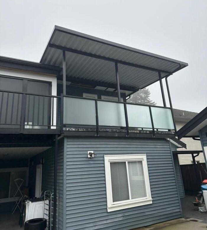 Aluminum patio cover with black frame