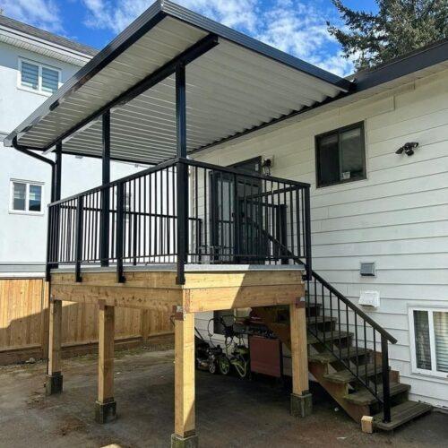 Aluminum patio cover with black frame