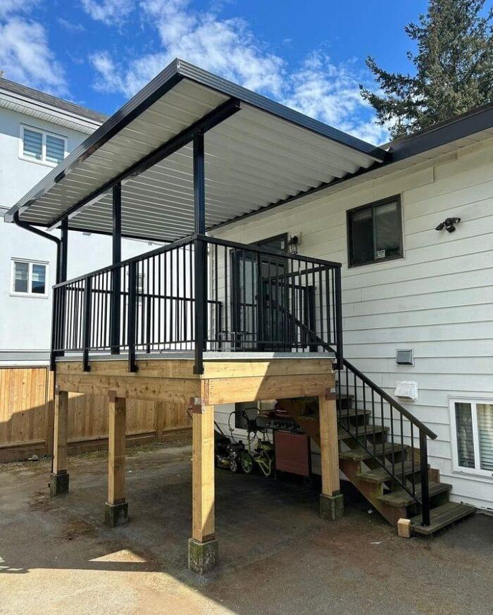 Aluminum patio cover with black frame