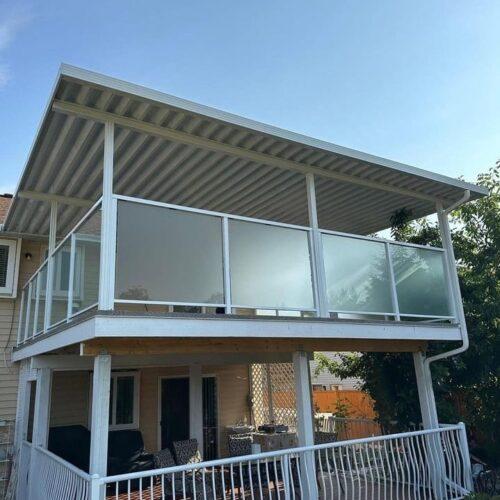 Aluminum patio cover with white frame