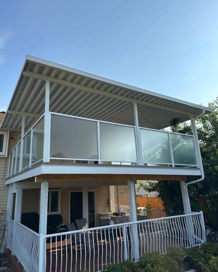 Aluminum patio cover with white frame