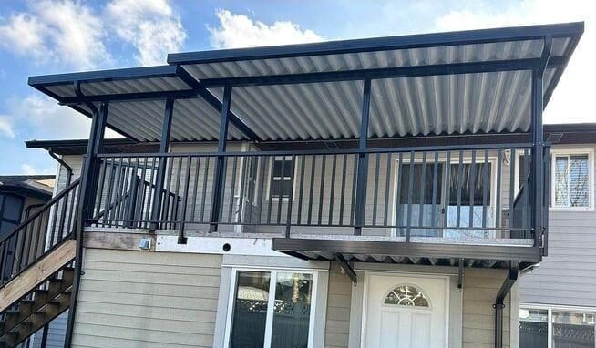 Aluminum patio cover with black frame